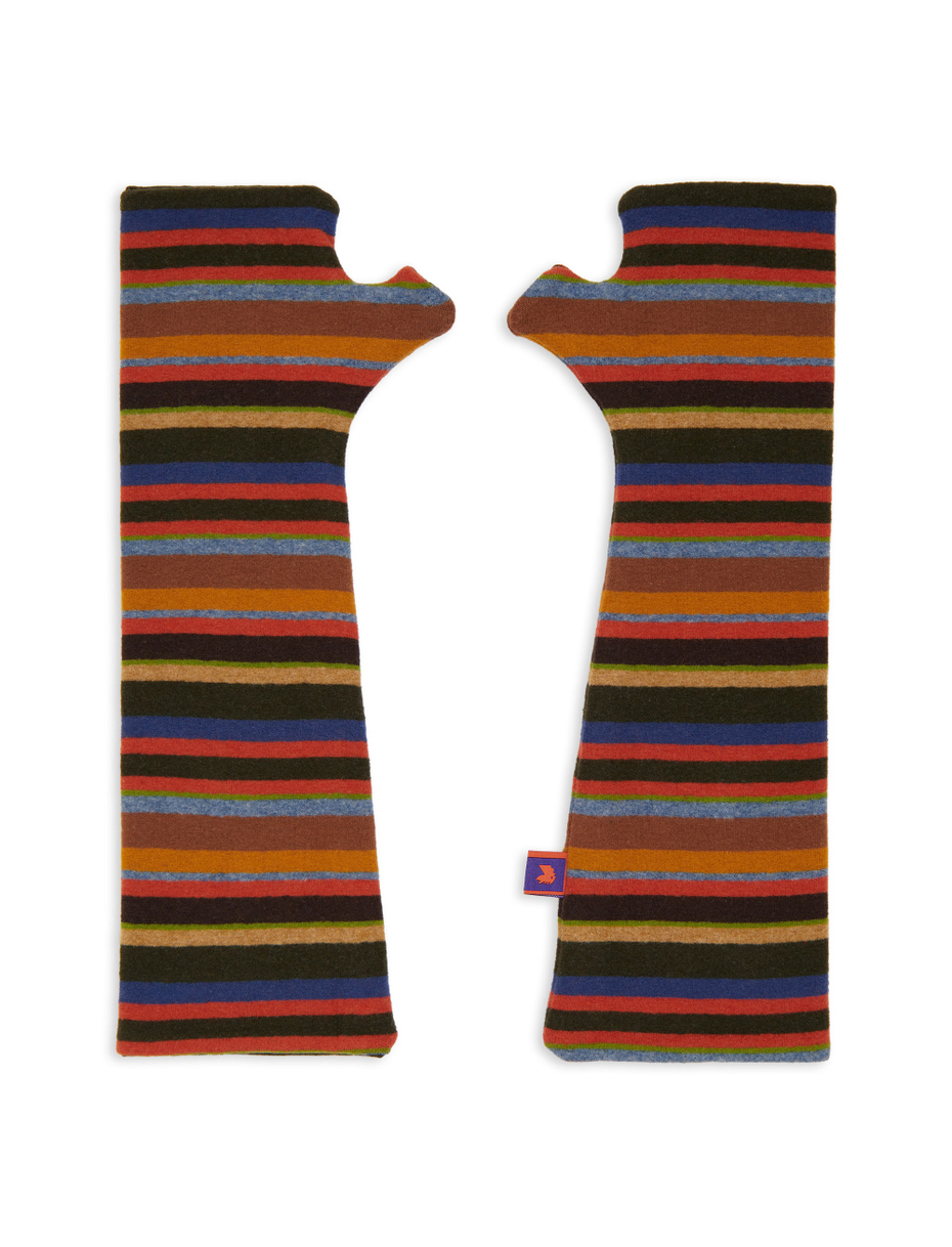 Guanto senza dita donna pile verde righe multicolor - Gallo 1927 - Official Online Shop