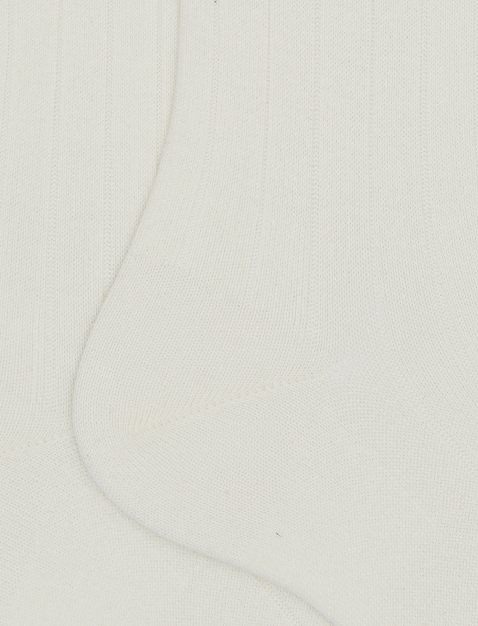 Men's long ribbed plain white cotton socks - Gallo 1927 - Official Online Shop