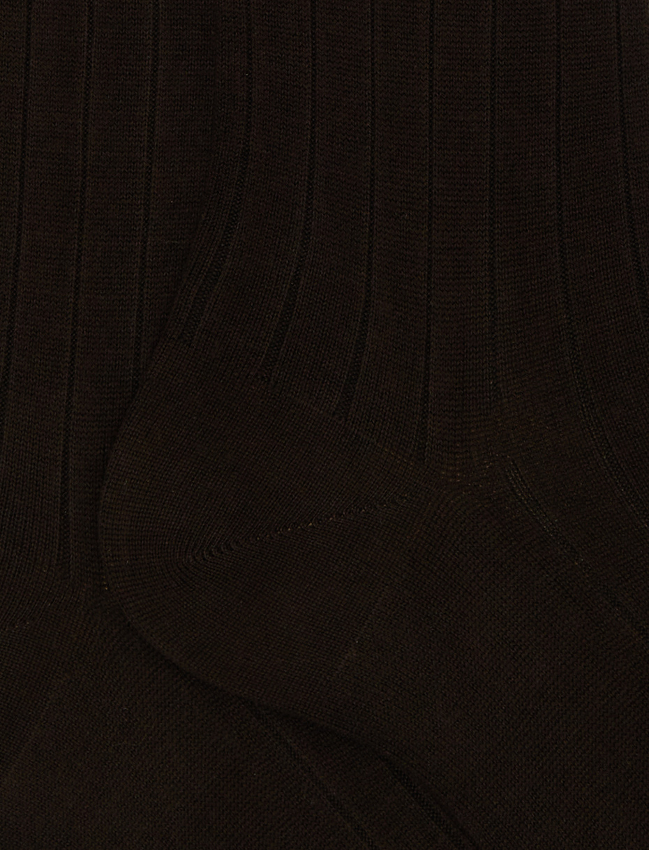 Men's long ribbed plain brown cotton socks - Gallo 1927 - Official Online Shop