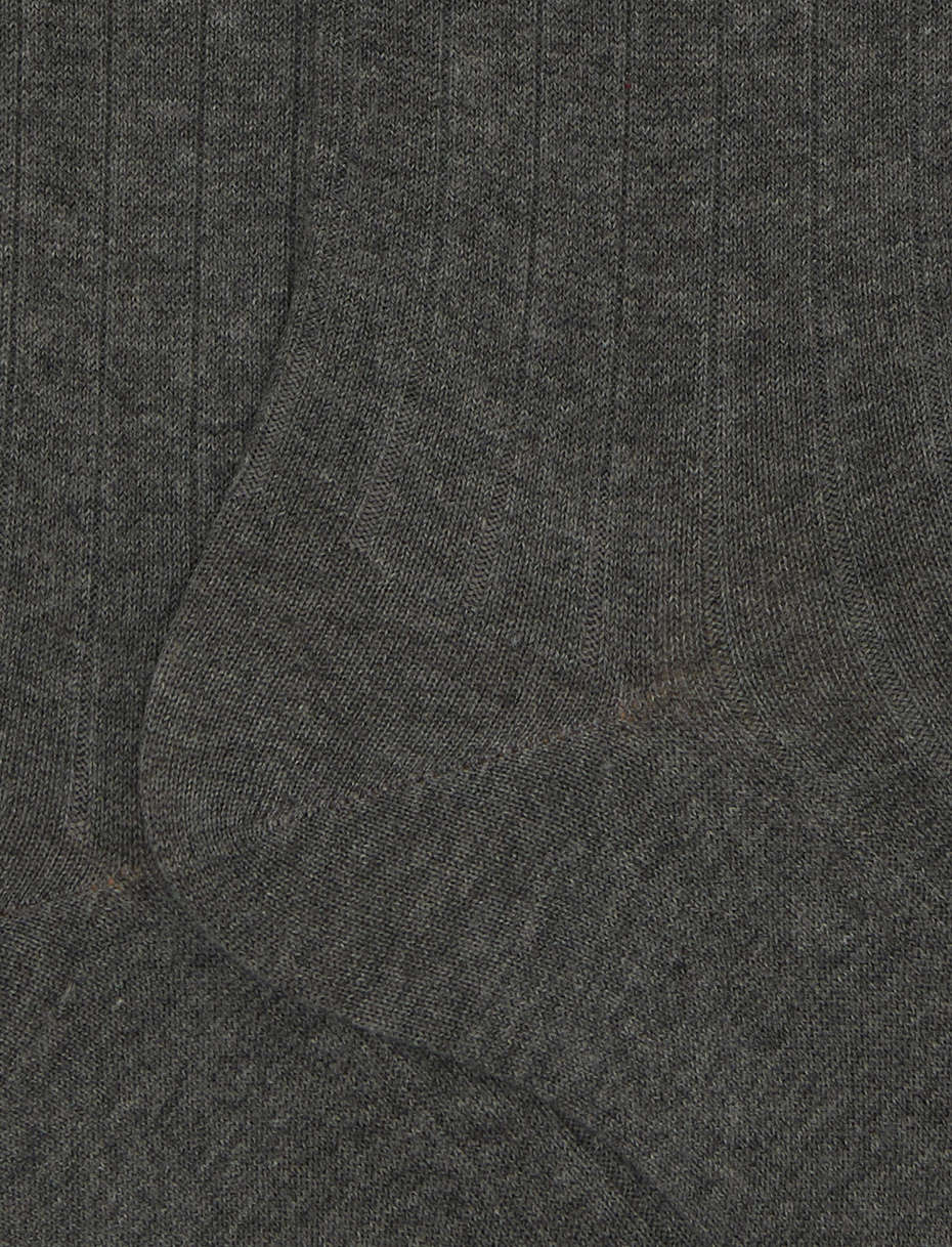 Men's long ribbed plain grey cotton socks - Gallo 1927 - Official Online Shop