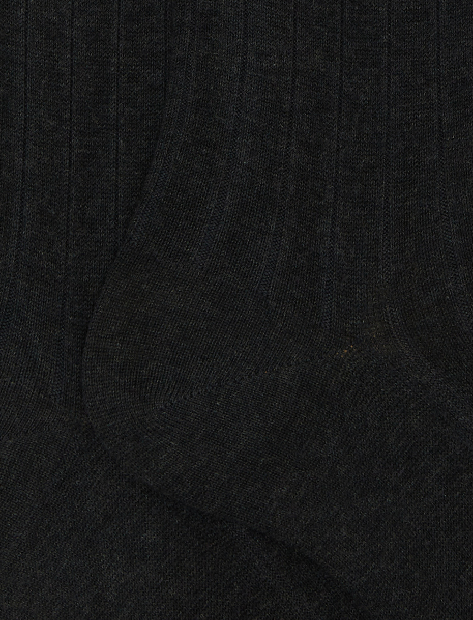 Men's long ribbed plain grey cotton socks - Gallo 1927 - Official Online Shop