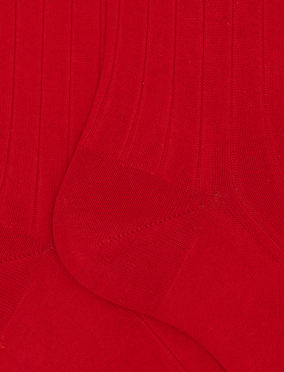 Men's long ribbed plain red cotton socks - Gallo 1927 - Official Online Shop