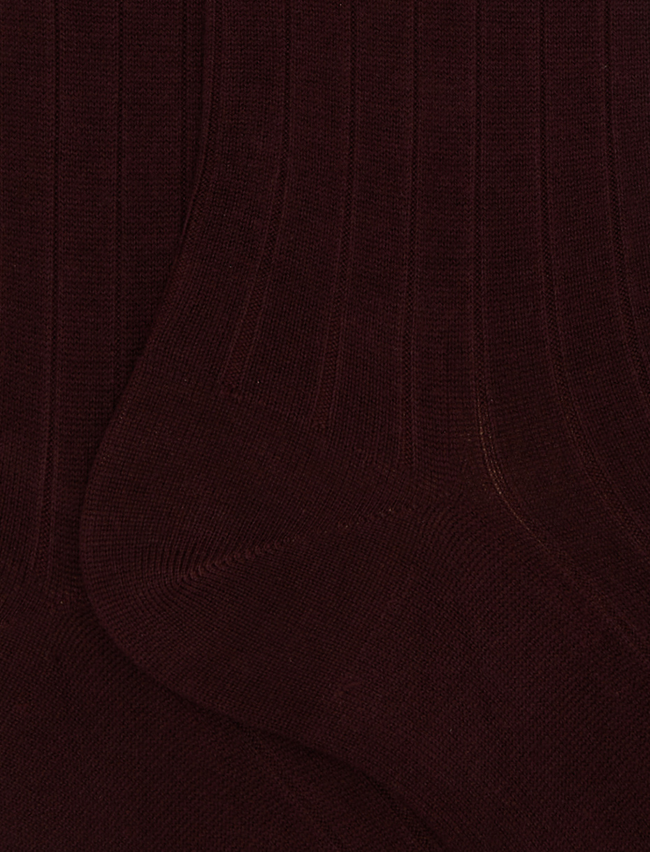 Men's long ribbed plain burgundy cotton socks - Gallo 1927 - Official Online Shop
