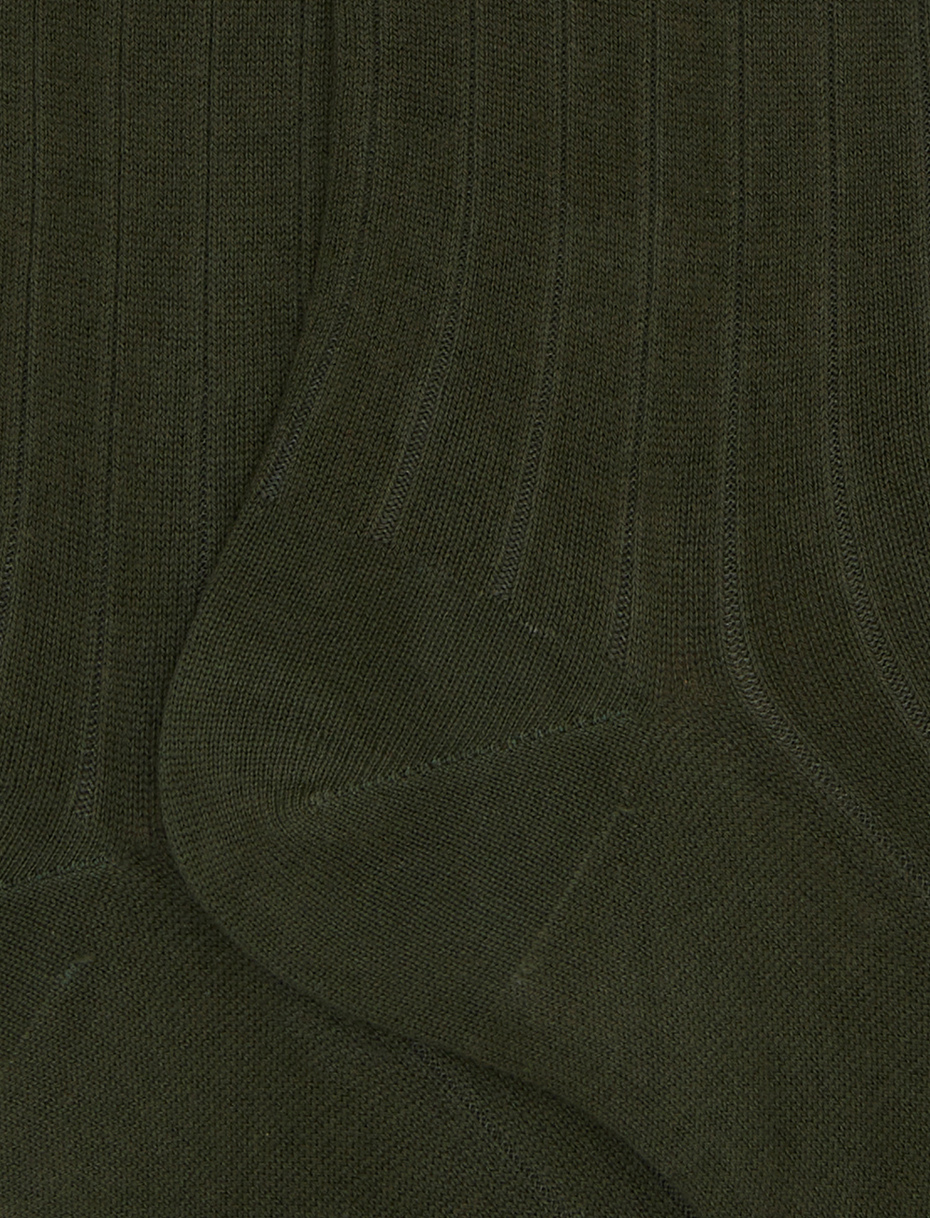 Calze lunghe uomo cotone verde tinta unita a coste - Gallo 1927 - Official Online Shop