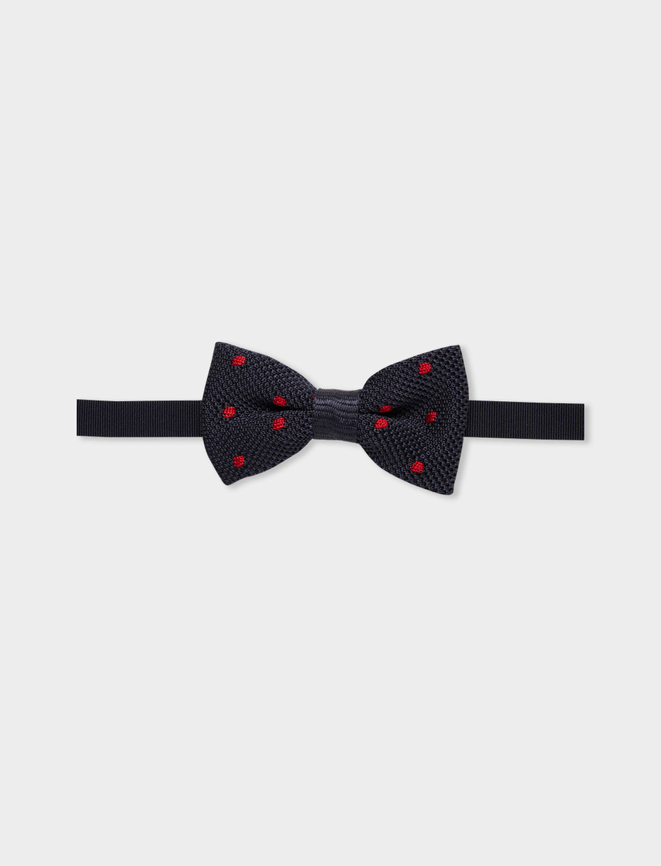 Men's navy silk bow tie with polka dots - Gallo 1927 - Official Online Shop