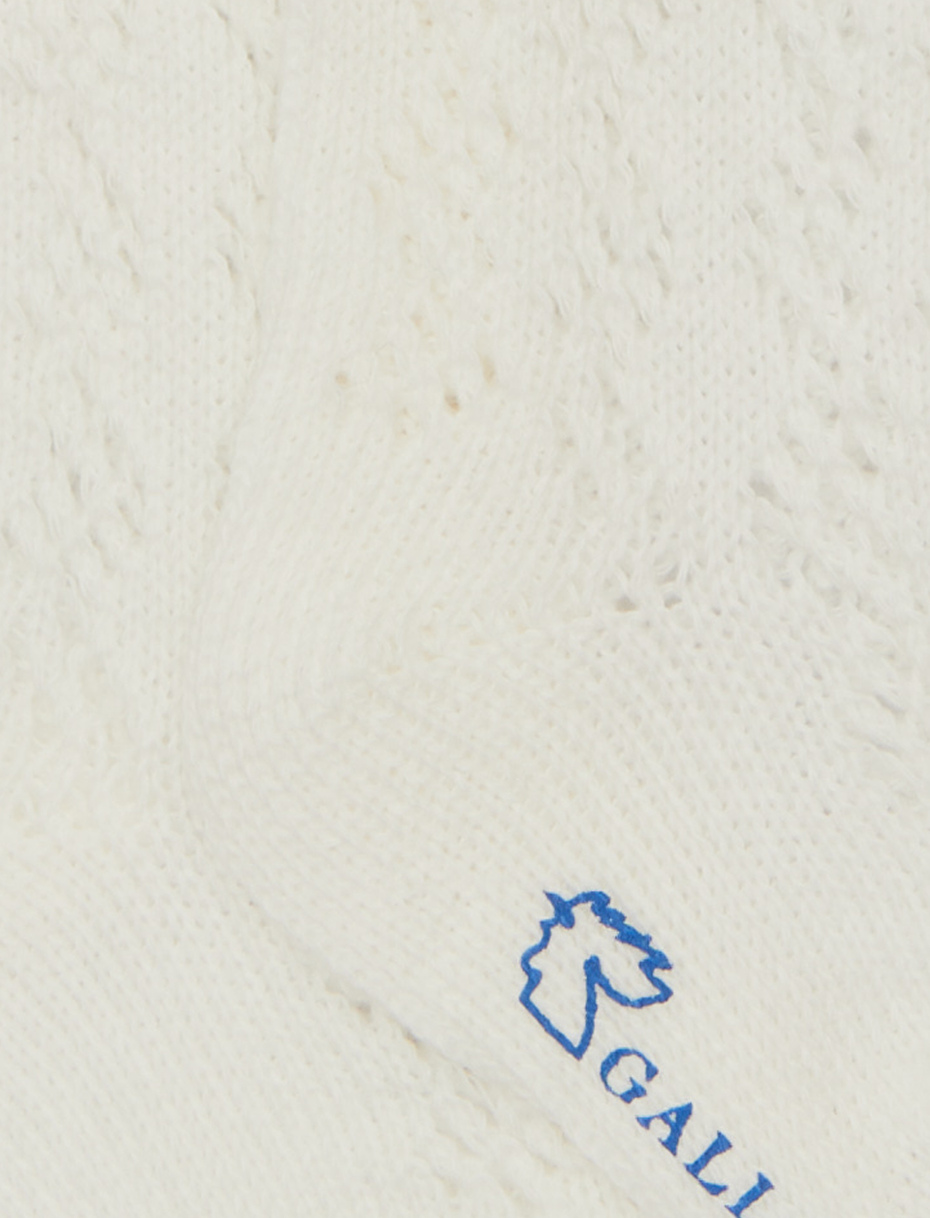 Kids' long plain milk white cotton socks with openwork - Gallo 1927 - Official Online Shop