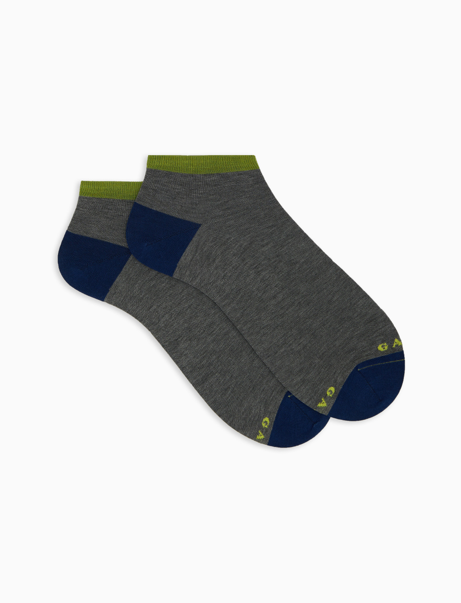 Men's plain grey cotton ankle socks - Gallo 1927 - Official Online Shop