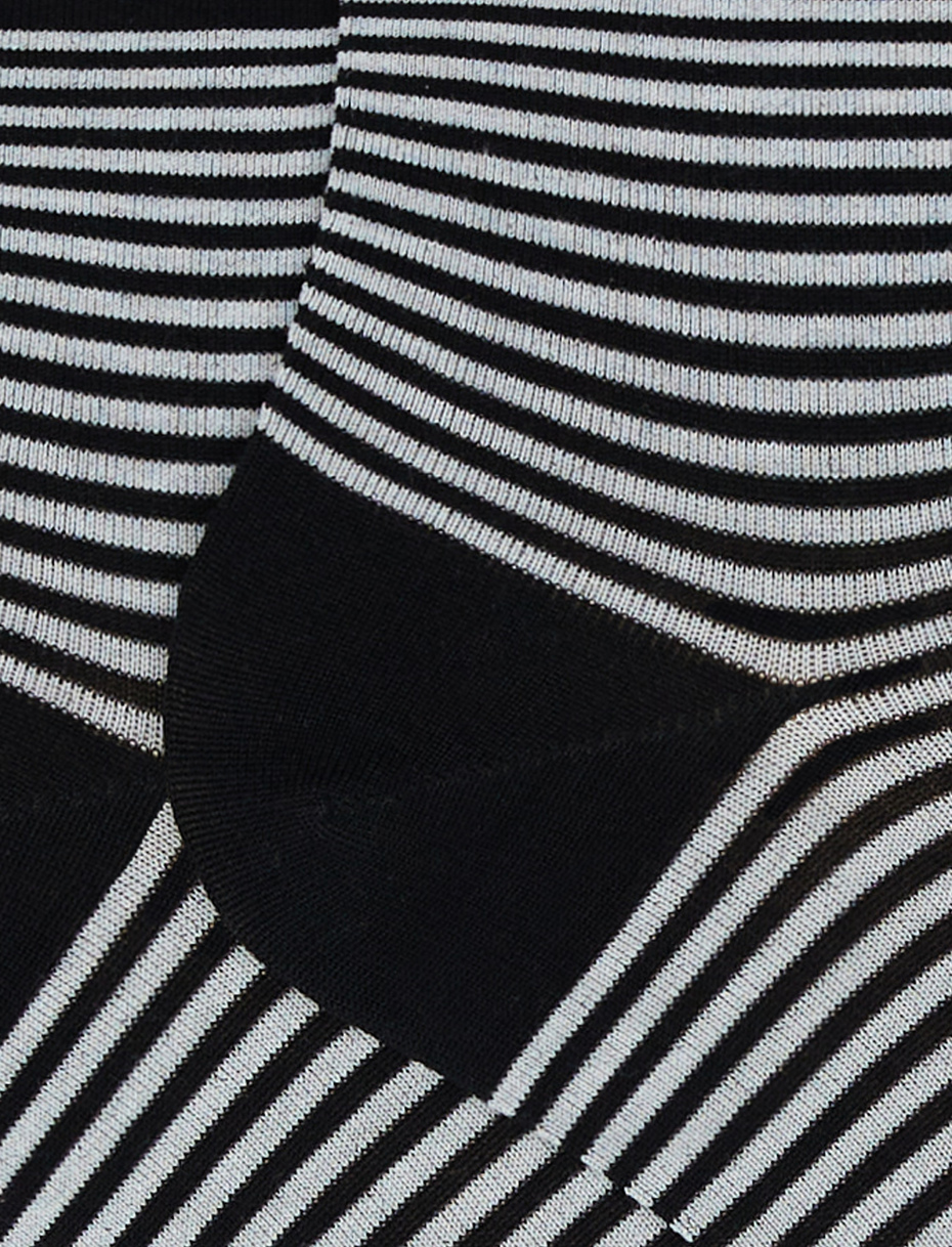 Women's super short cotton socks with Windsor stripes and rolled black cuff - Gallo 1927 - Official Online Shop