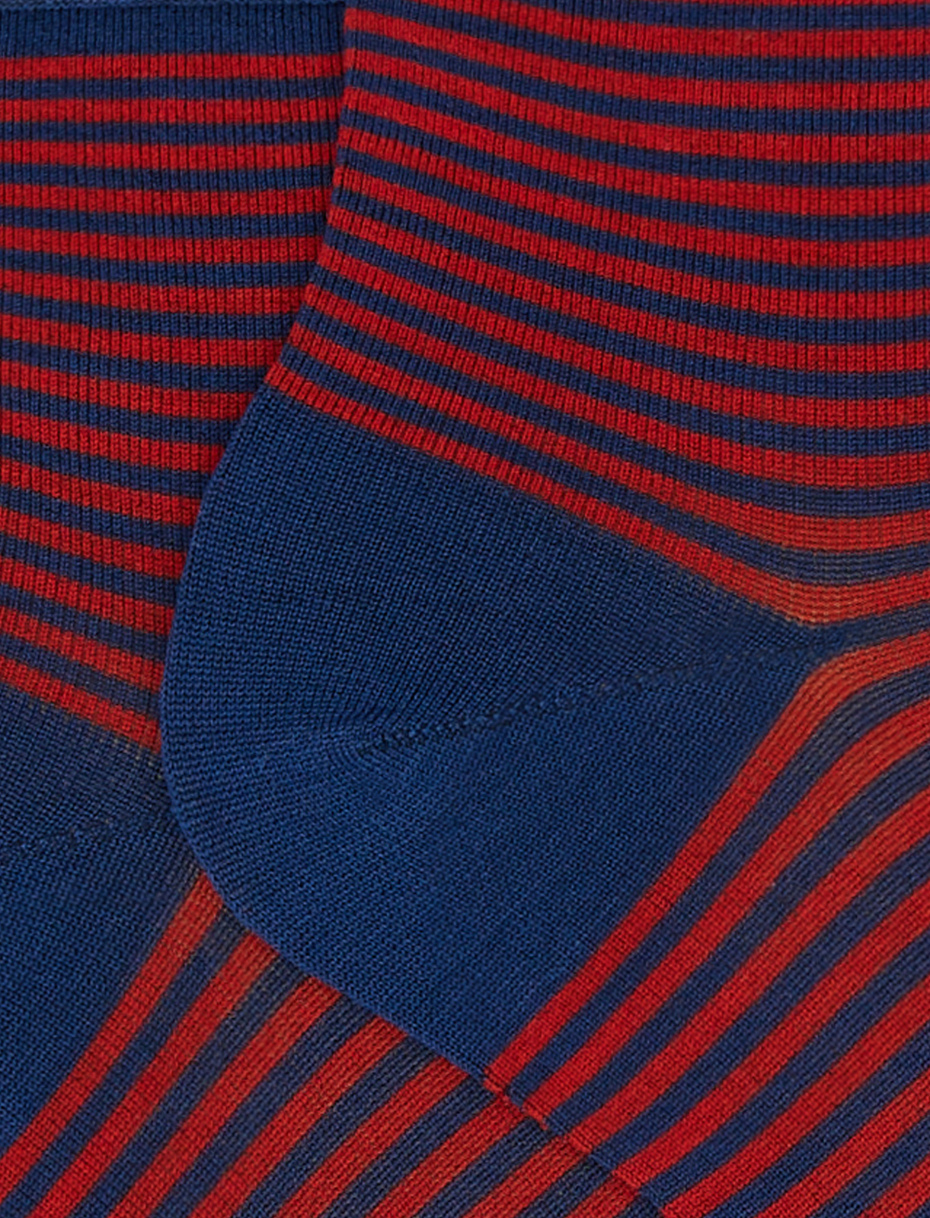 Women's super short cotton socks with Windsor stripes and rolled blue cuff - Gallo 1927 - Official Online Shop