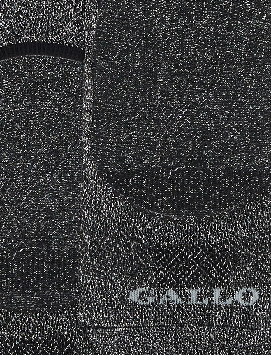 Women's plain black cotton invisible socks with lurex - Gallo 1927 - Official Online Shop