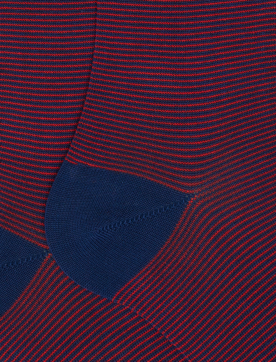 Men's long royal blue socks in light cotton with thin stripes - Gallo 1927 - Official Online Shop