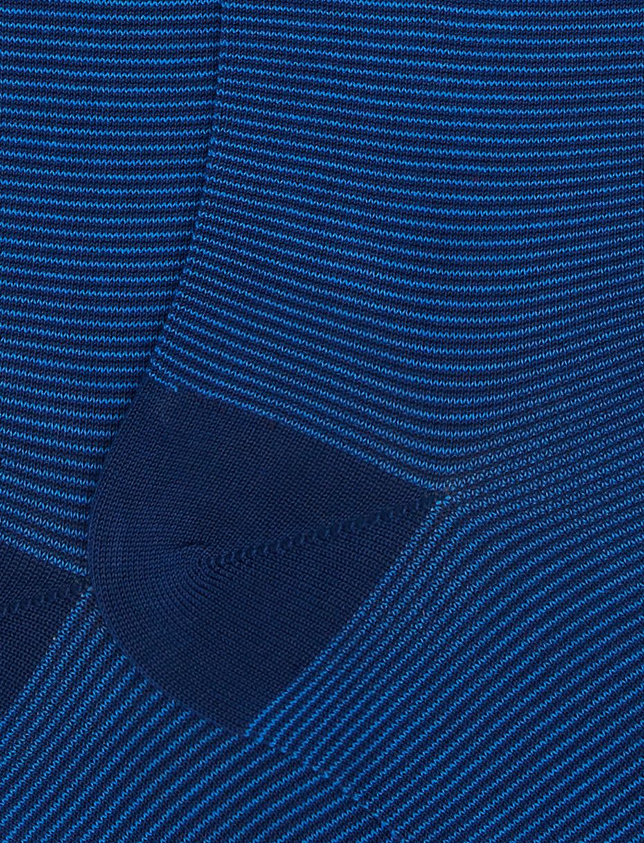 Men's long royal blue socks in light cotton with thin stripes - Gallo 1927 - Official Online Shop