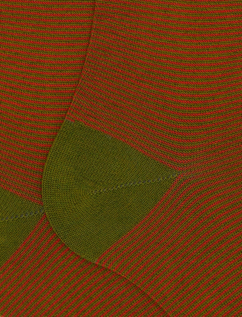 Men's long green pinstriped cotton socks - Gallo 1927 - Official Online Shop