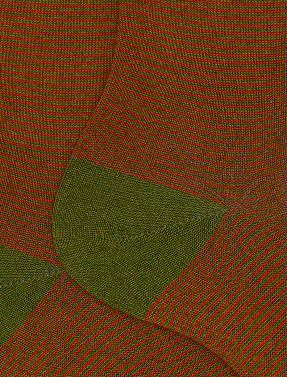 Men's short green pinstriped cotton socks - Gallo 1927 - Official Online Shop
