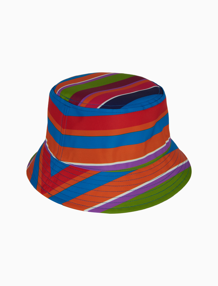 Unisex blue rain hat with multicoloured stripes - Gallo 1927 - Official Online Shop