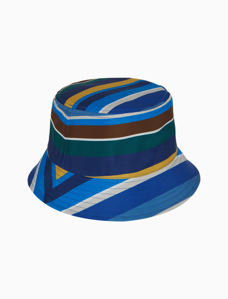 Unisex blue rain hat with multicoloured stripes - Gallo 1927 - Official Online Shop