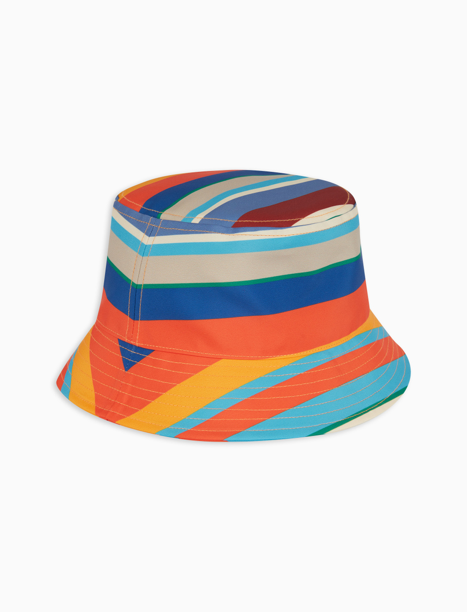 Unisex lobster red polyester rain hat with multicoloured stripes - Gallo 1927 - Official Online Shop