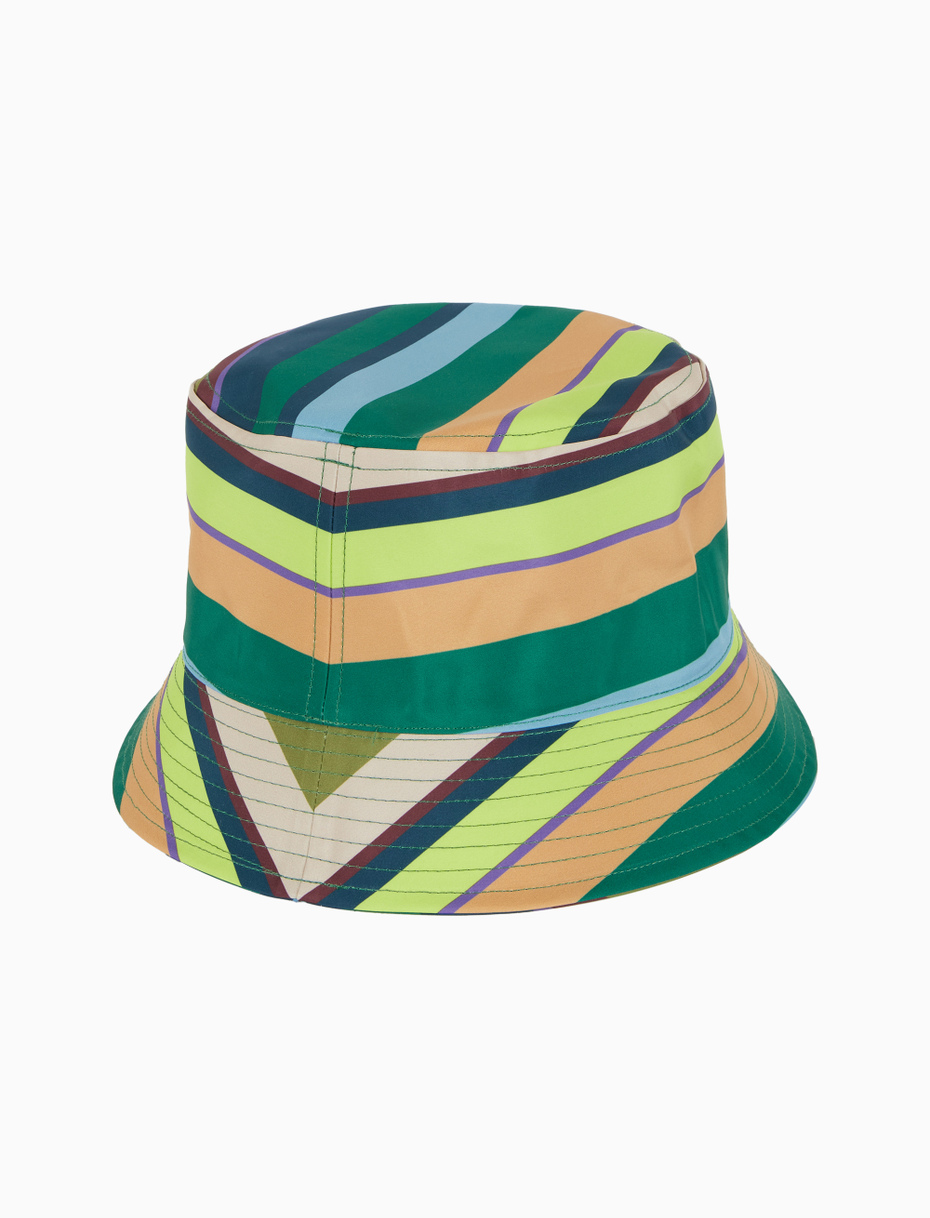 Unisex green rain hat with multicoloured stripes - Gallo 1927 - Official Online Shop