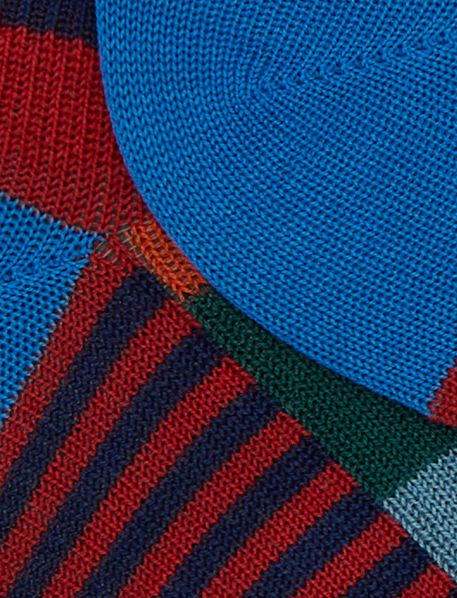 Men's red cotton sneaker socks with multicoloured stripes and Windsor stripes - Gallo 1927 - Official Online Shop