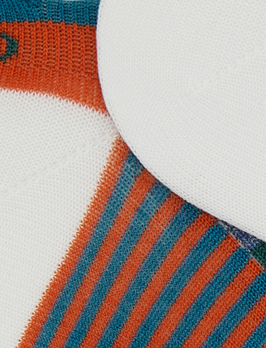 Men's orange cotton sneaker socks with multicoloured stripes and Windsor stripes - Gallo 1927 - Official Online Shop