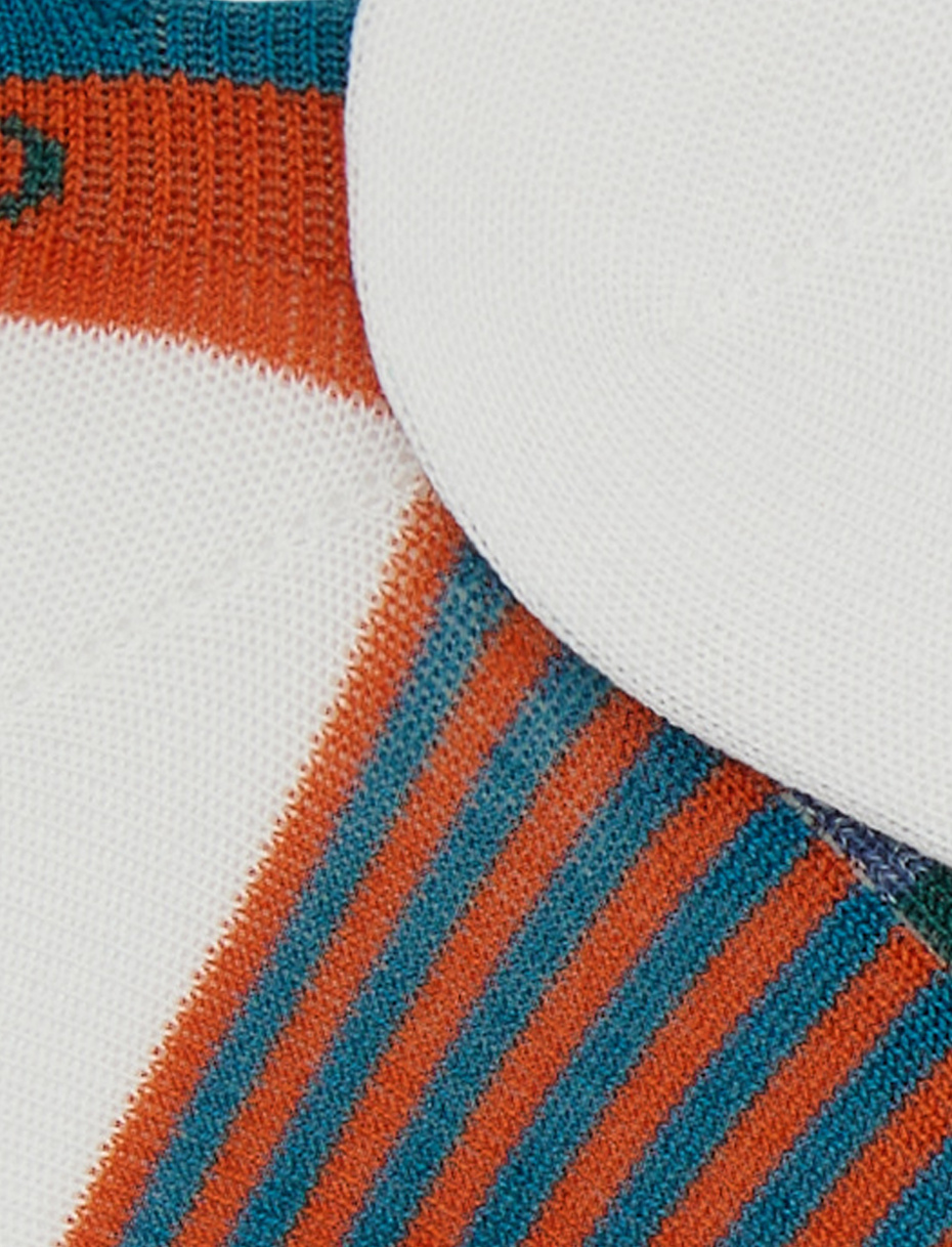 Women's orange cotton sneaker socks with multicoloured stripes and Windsor stripes - Gallo 1927 - Official Online Shop
