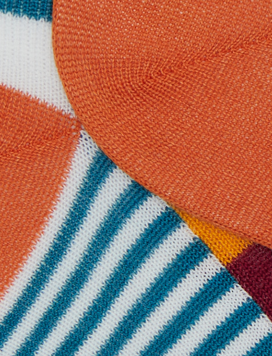 Women's white cotton sneaker socks with multicoloured stripes and Windsor stripes - Gallo 1927 - Official Online Shop