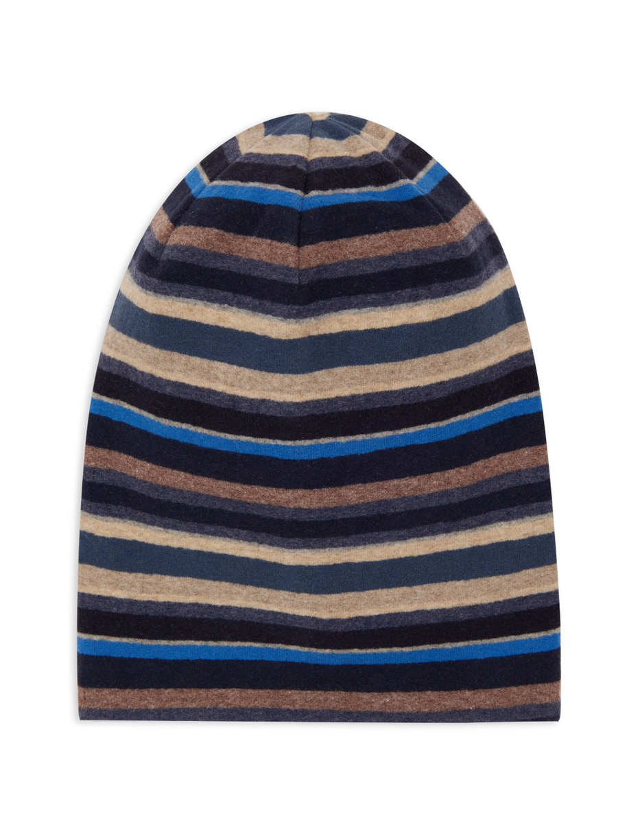 Berretto lungo reversibile bambino pile blu righe multicolor - Gallo 1927 - Official Online Shop