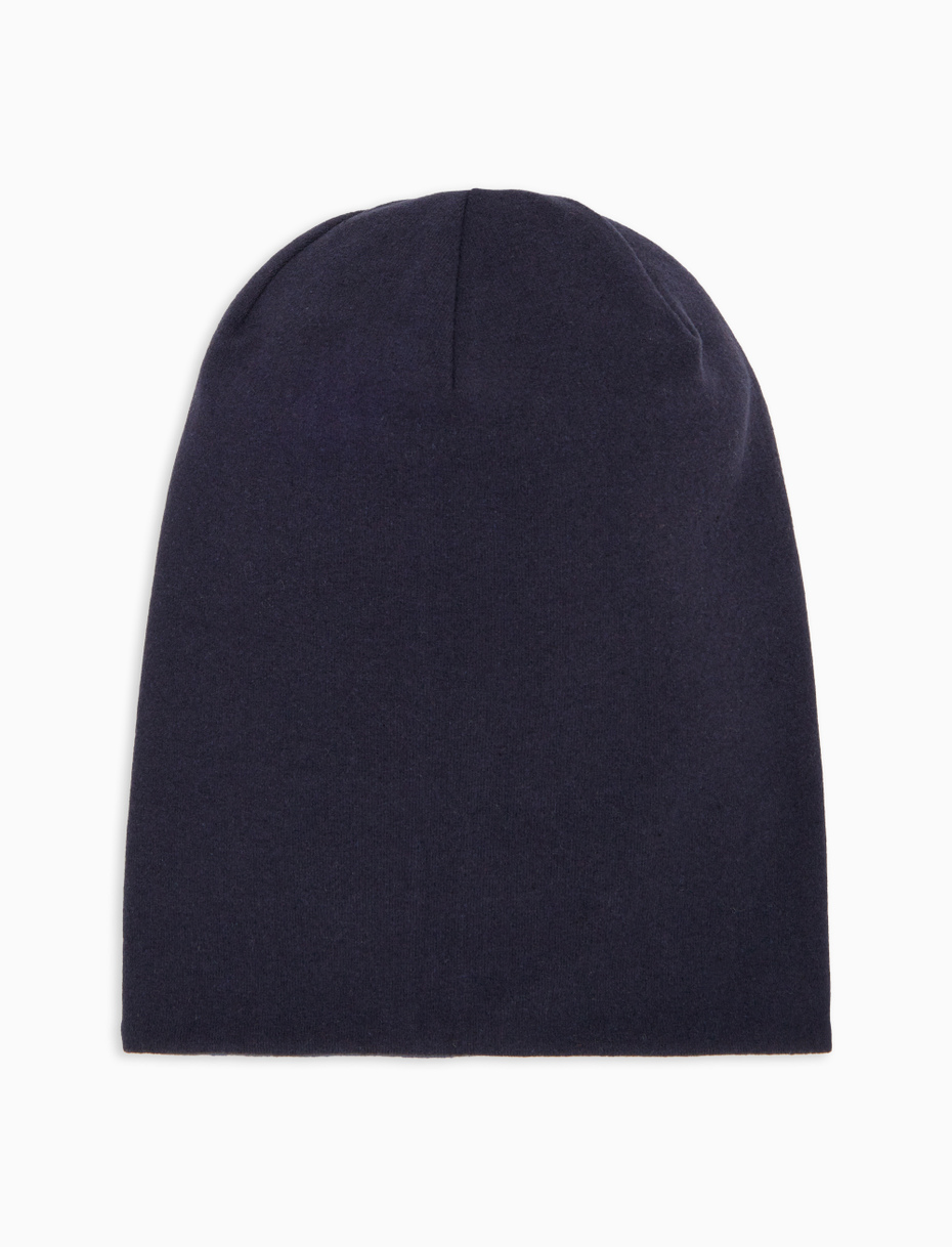Kids' long blue reversible fleece beanie with multicoloured stripes - Gallo 1927 - Official Online Shop