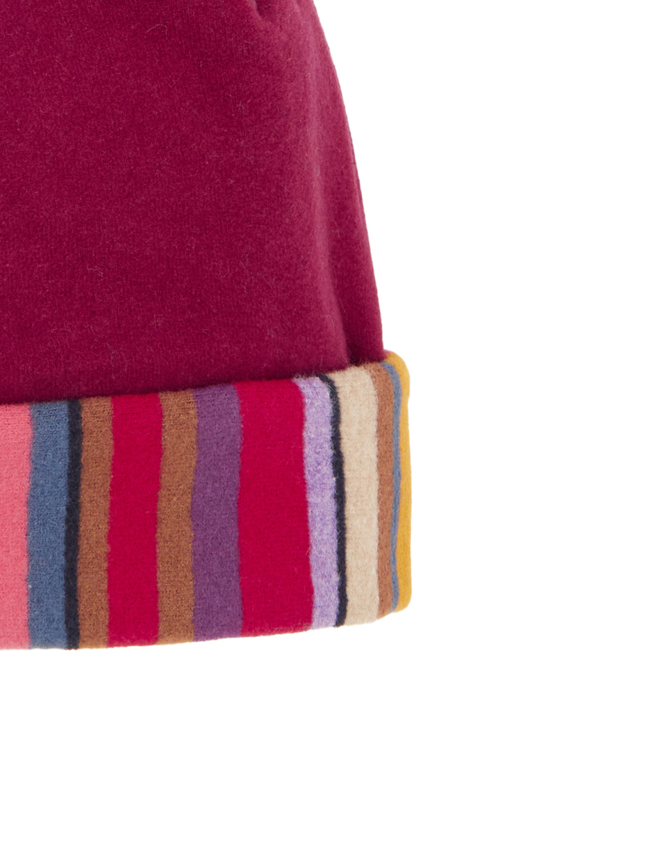 Kids' plain burgundy fleece beanie with multicoloured pompom - Gallo 1927 - Official Online Shop