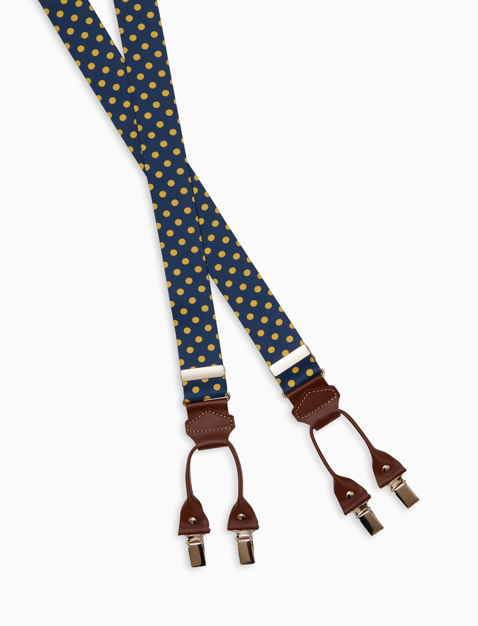 Elastic blue unisex suspenders with polka dots - Gallo 1927 - Official Online Shop