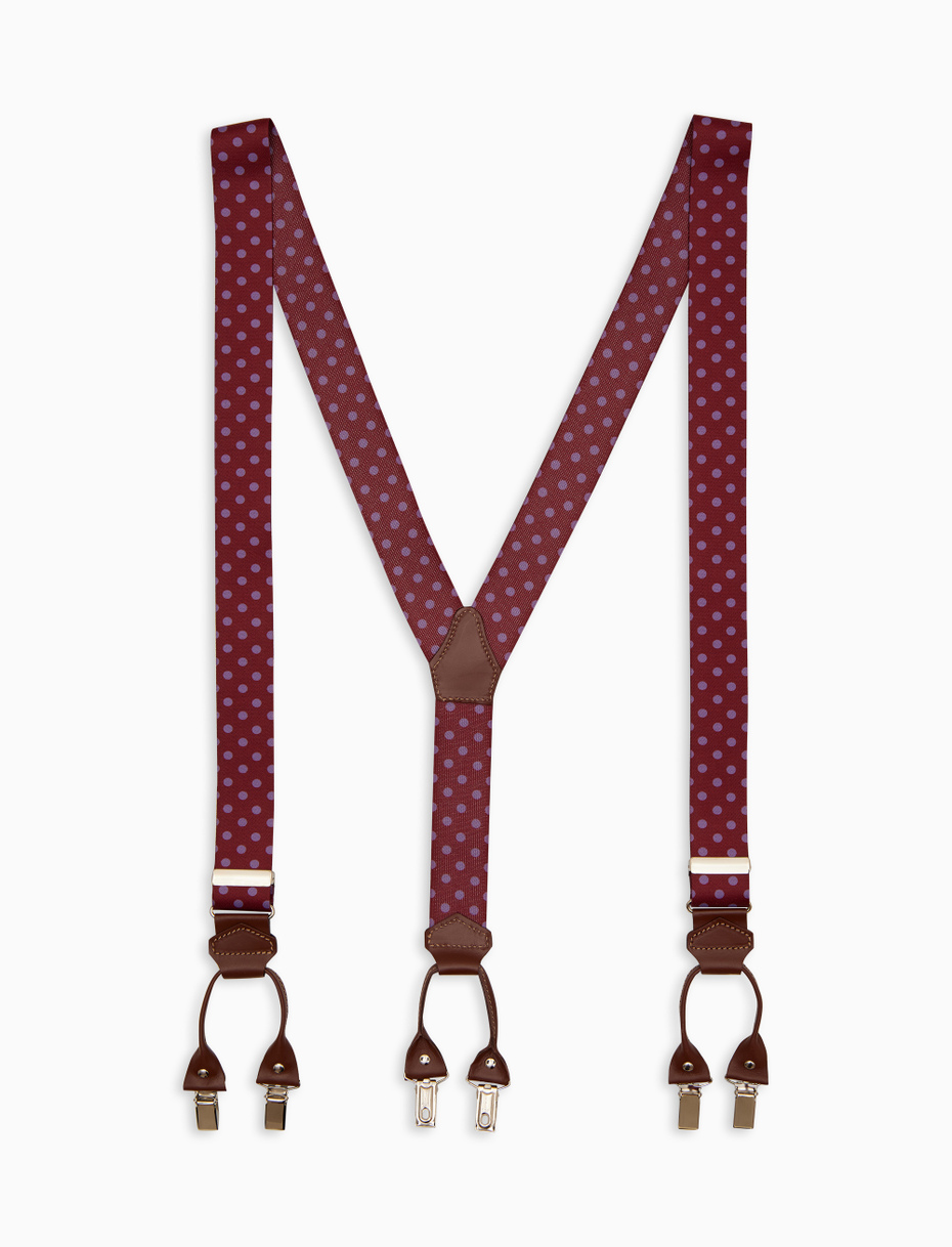 Elastic burgundy unisex suspenders with polka dots - Gallo 1927 - Official Online Shop