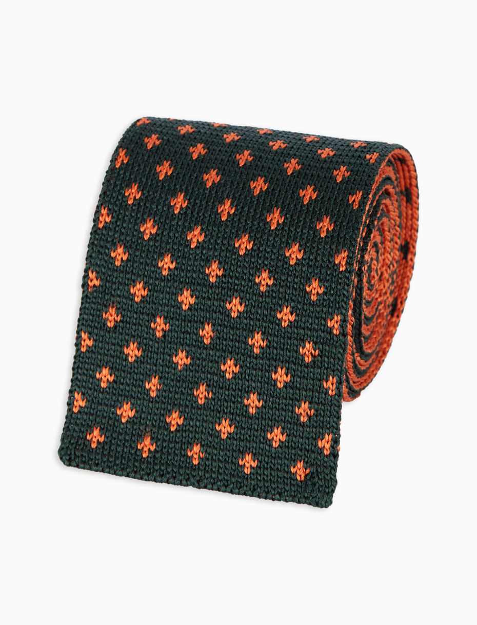 Men's forest green silk tie with lily motif - Gallo 1927 - Official Online Shop