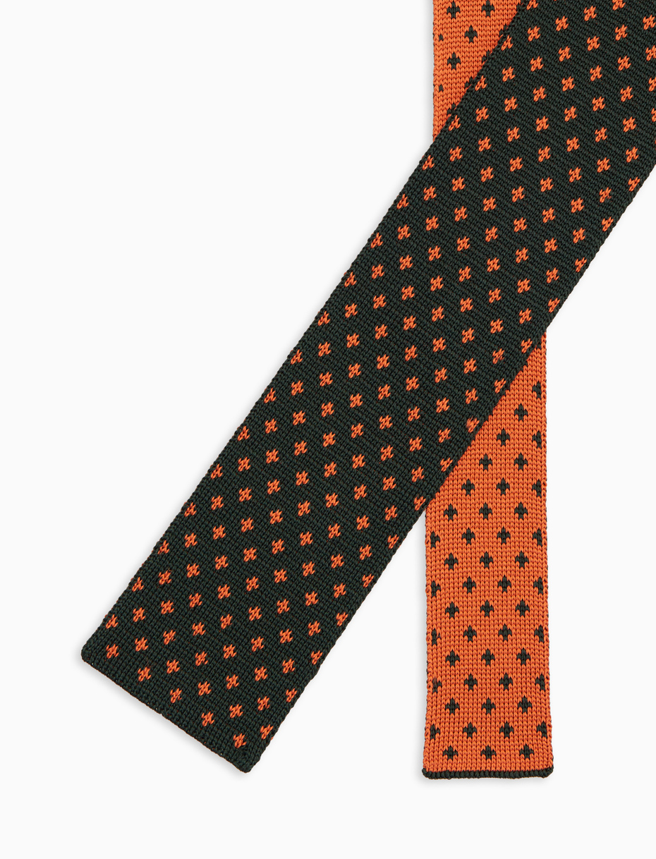 Men's forest green silk tie with lily motif - Gallo 1927 - Official Online Shop