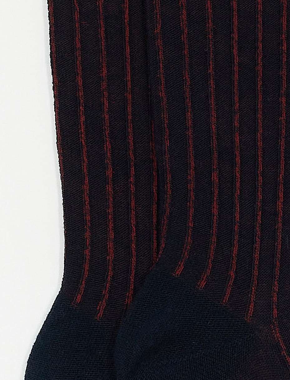 Kids' long navy blue twin-rib cotton socks - Gallo 1927 - Official Online Shop
