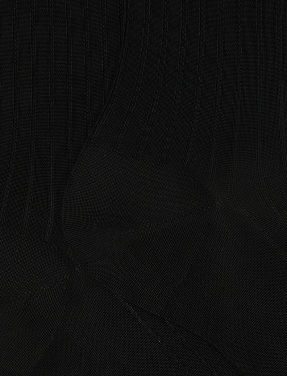 Short plain black ribbed viscose socks - Gallo 1927 - Official Online Shop