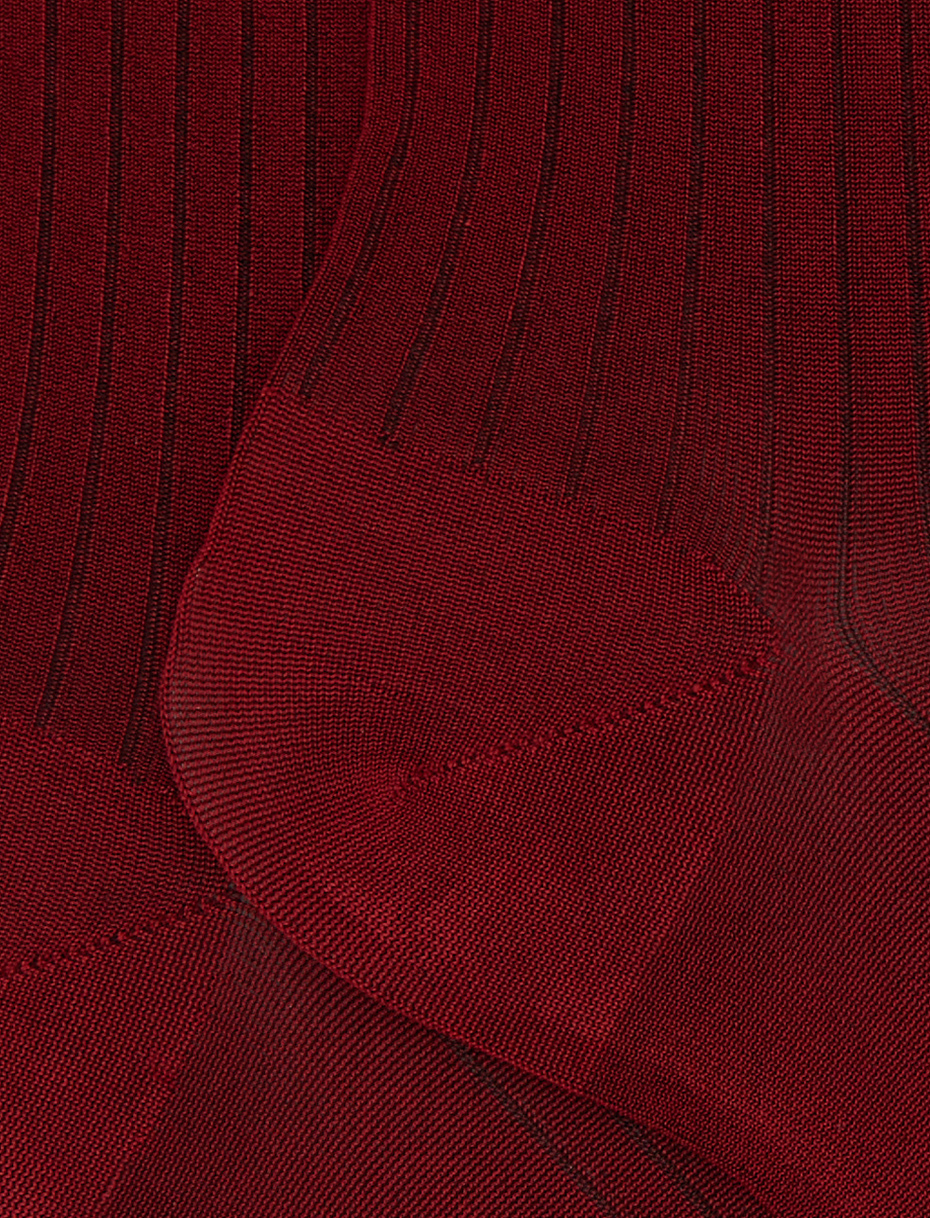 Short plain red ribbed viscose socks - Gallo 1927 - Official Online Shop