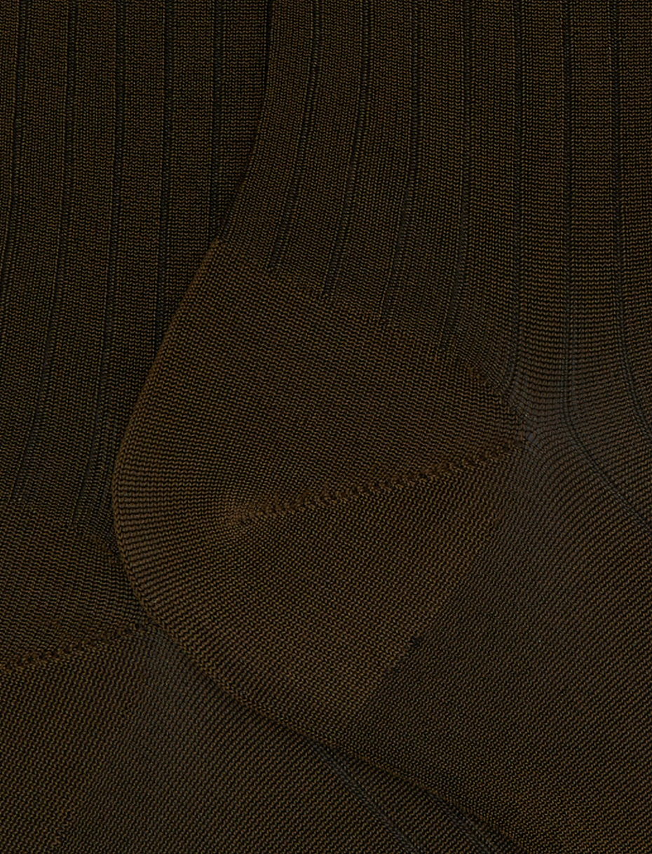 Short plain green ribbed viscose socks - Gallo 1927 - Official Online Shop