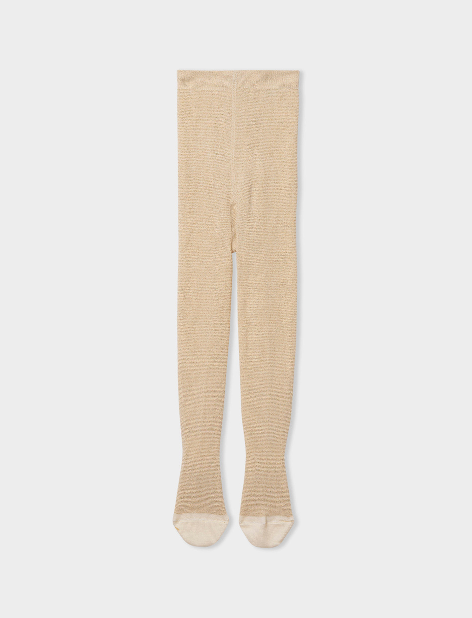 Kids' cream cotton tights with lurex stripe pattern - Gallo 1927 - Official Online Shop