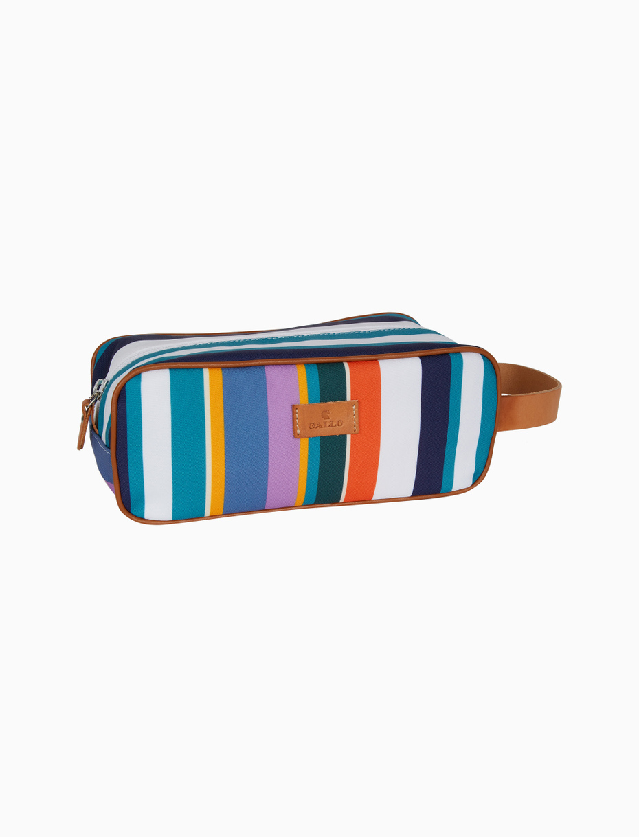 Classic unisex white beauty case with multicoloured stripes - Gallo 1927 - Official Online Shop