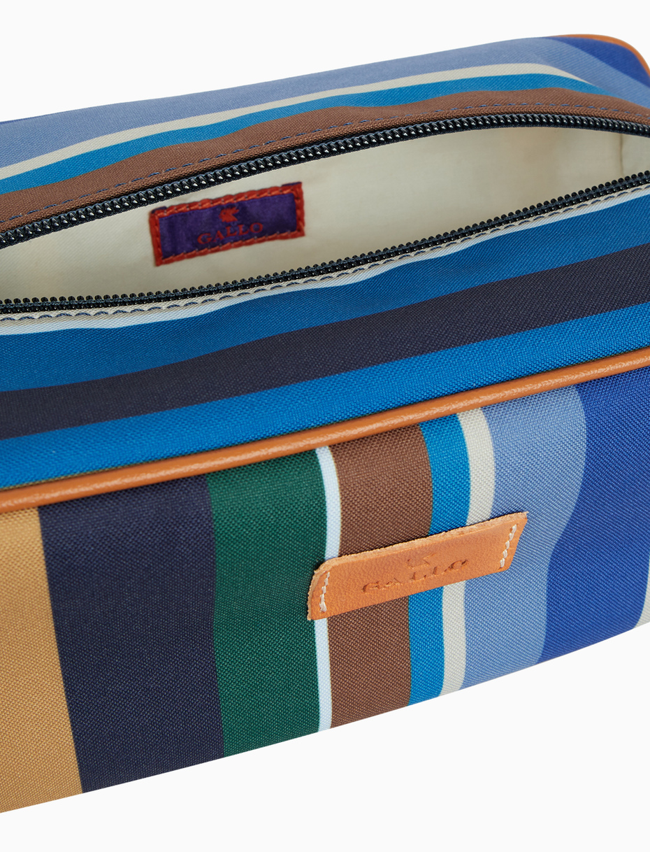 Classic unisex blue beauty case with multicoloured stripes - Gallo 1927 - Official Online Shop