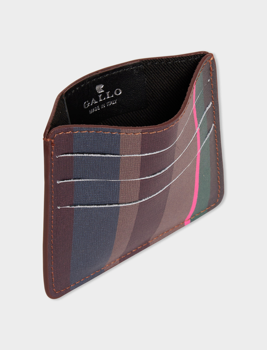 Porta carta di credito pelle bordò righe multicolor - Gallo 1927 - Official Online Shop