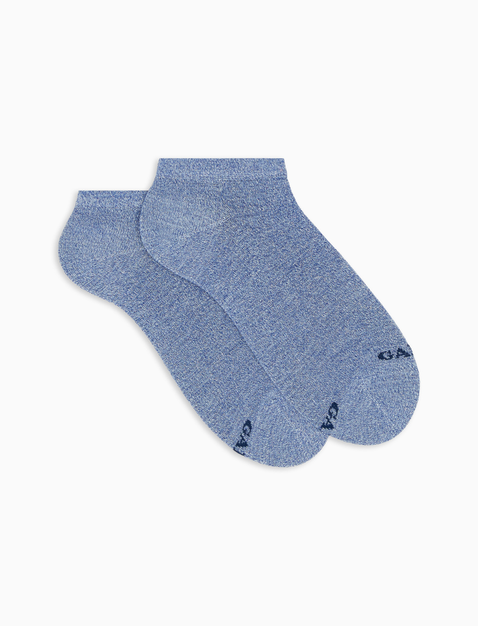 Women's cotton ankle socks with blue glitter effect - Gallo 1927 - Official Online Shop