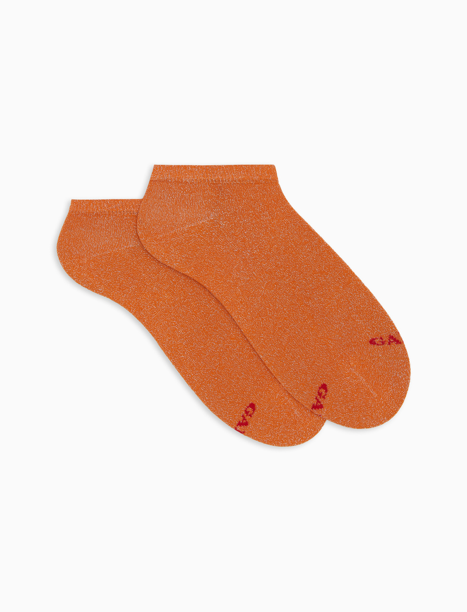 Women's cotton ankle socks with orange glitter effect - Gallo 1927 - Official Online Shop