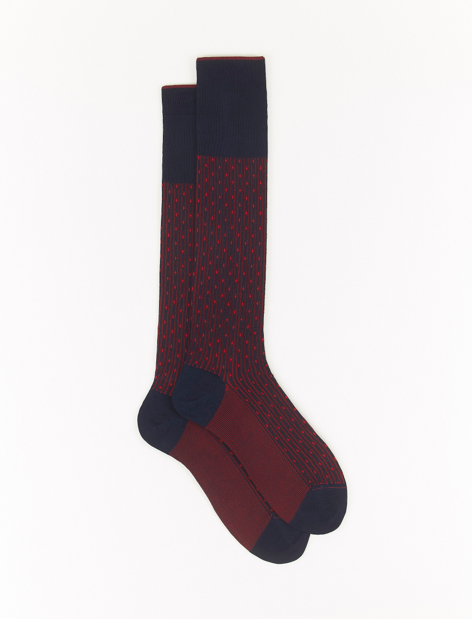 Calze lunghe uomo cotone blu oltremare fantasia giglio - Gallo 1927 - Official Online Shop