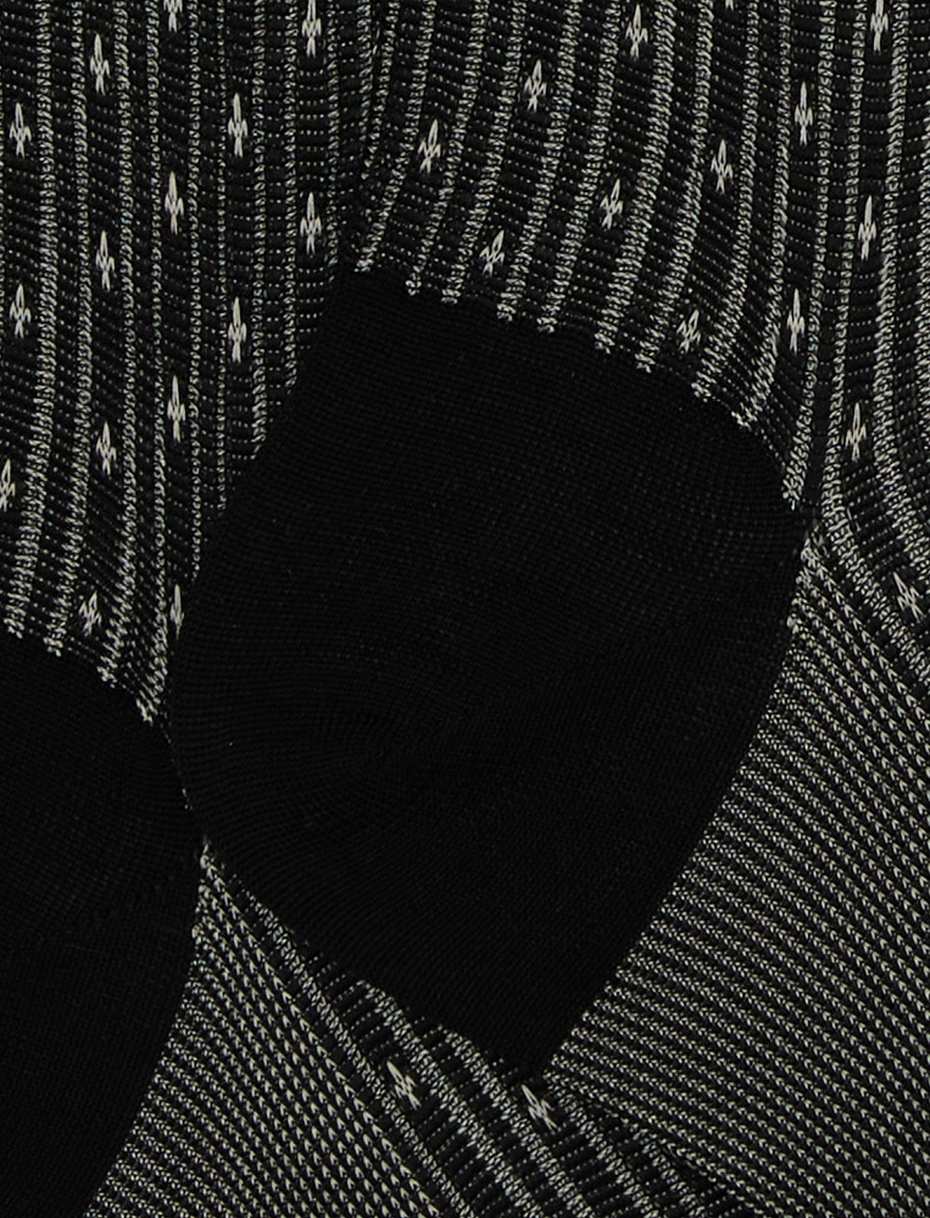 Men's long black cotton socks with lily motif - Gallo 1927 - Official Online Shop