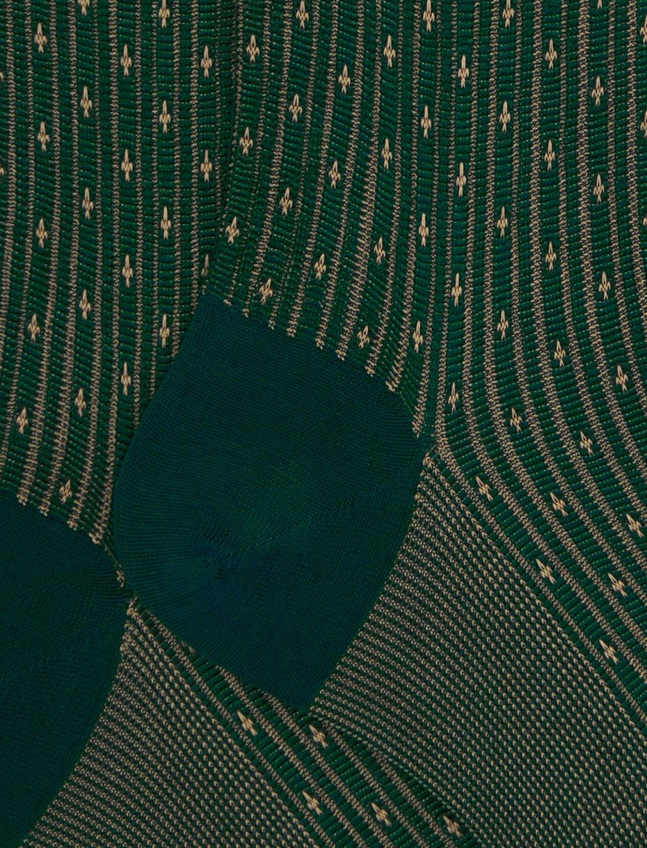 Men's long green cotton socks with lily motif - Gallo 1927 - Official Online Shop