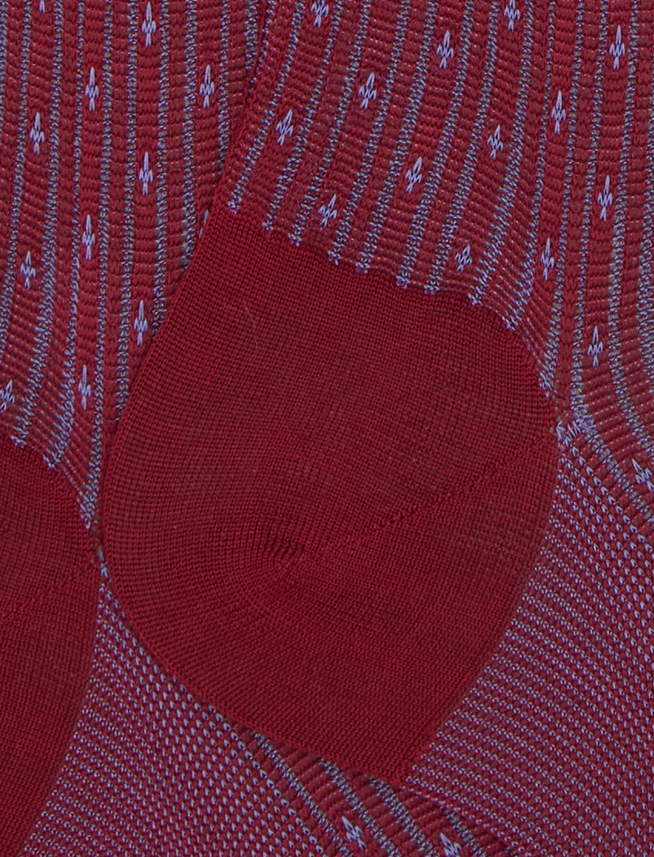 Men's long burgundy cotton socks with lily motif - Gallo 1927 - Official Online Shop