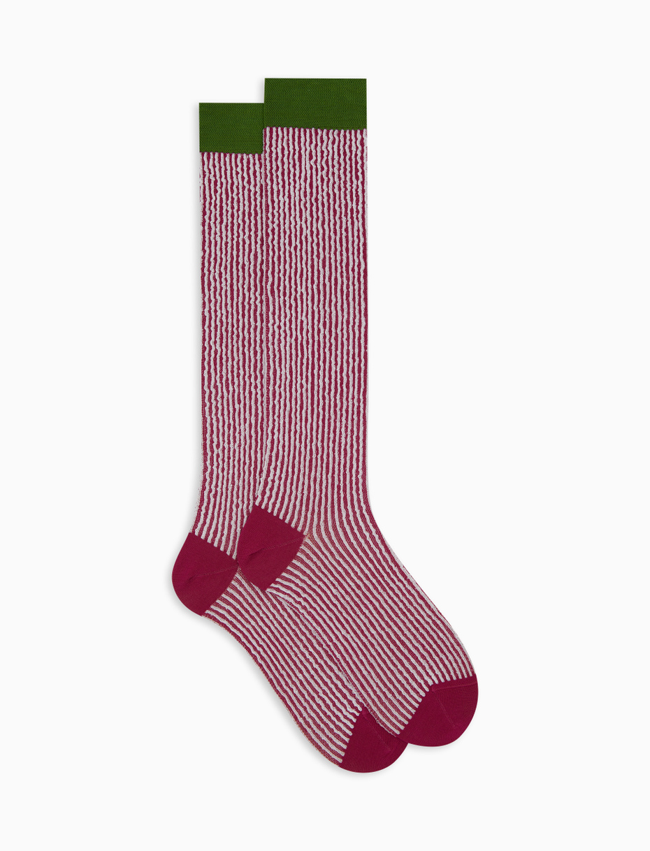 Calze lunghe uomo cotone fantasia seersucker fucsia - Gallo 1927 - Official Online Shop