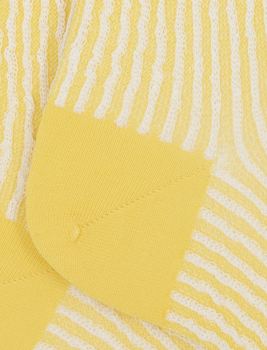 Men's long corn yellow light cotton socks with seersucker motif - Gallo 1927 - Official Online Shop