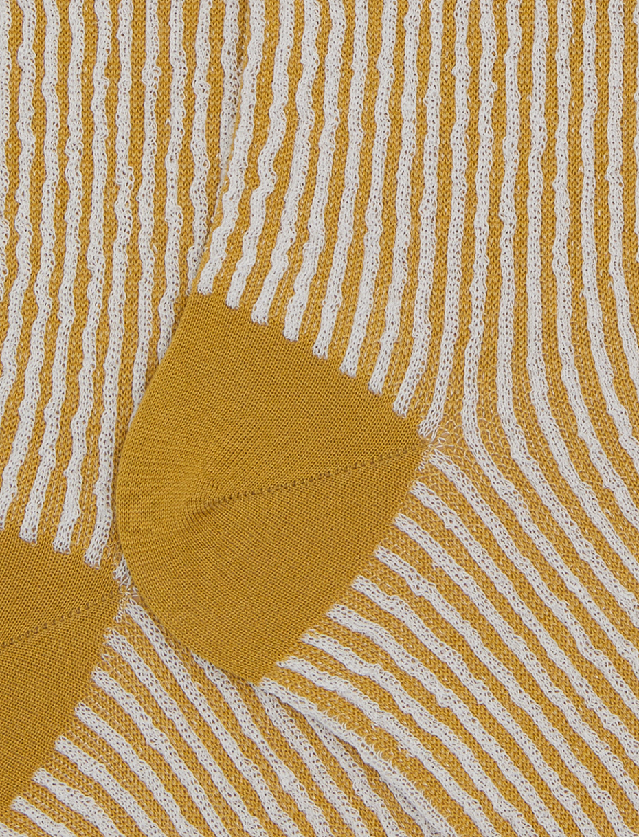 Men's long yellow cotton socks with seersucker motif - Gallo 1927 - Official Online Shop